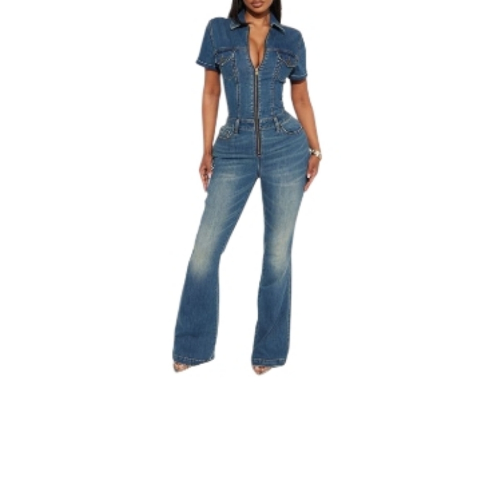 Women's Ed Hardy NYC Denim Jumpsuit - Medium Wash Size XL - Picture 3 of 14